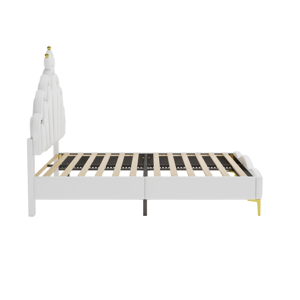 LETTO 140x200 cm in PU Bianco con LED