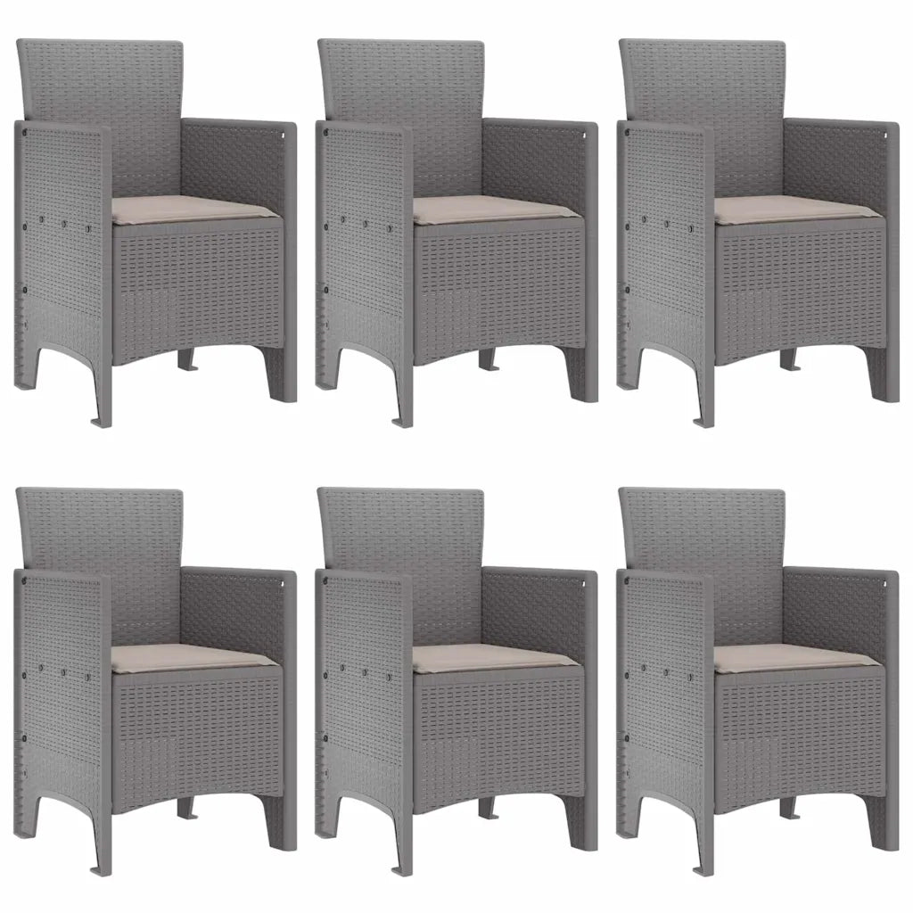 Set da Pranzo per Giardino 7 pcs Grigio chiaro Rattan Polt