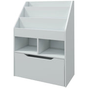 Libreria per bambini con cassetto, 3 scomparti e 2 vani aperti, grigia, 60 x 29,9 x 90 cm