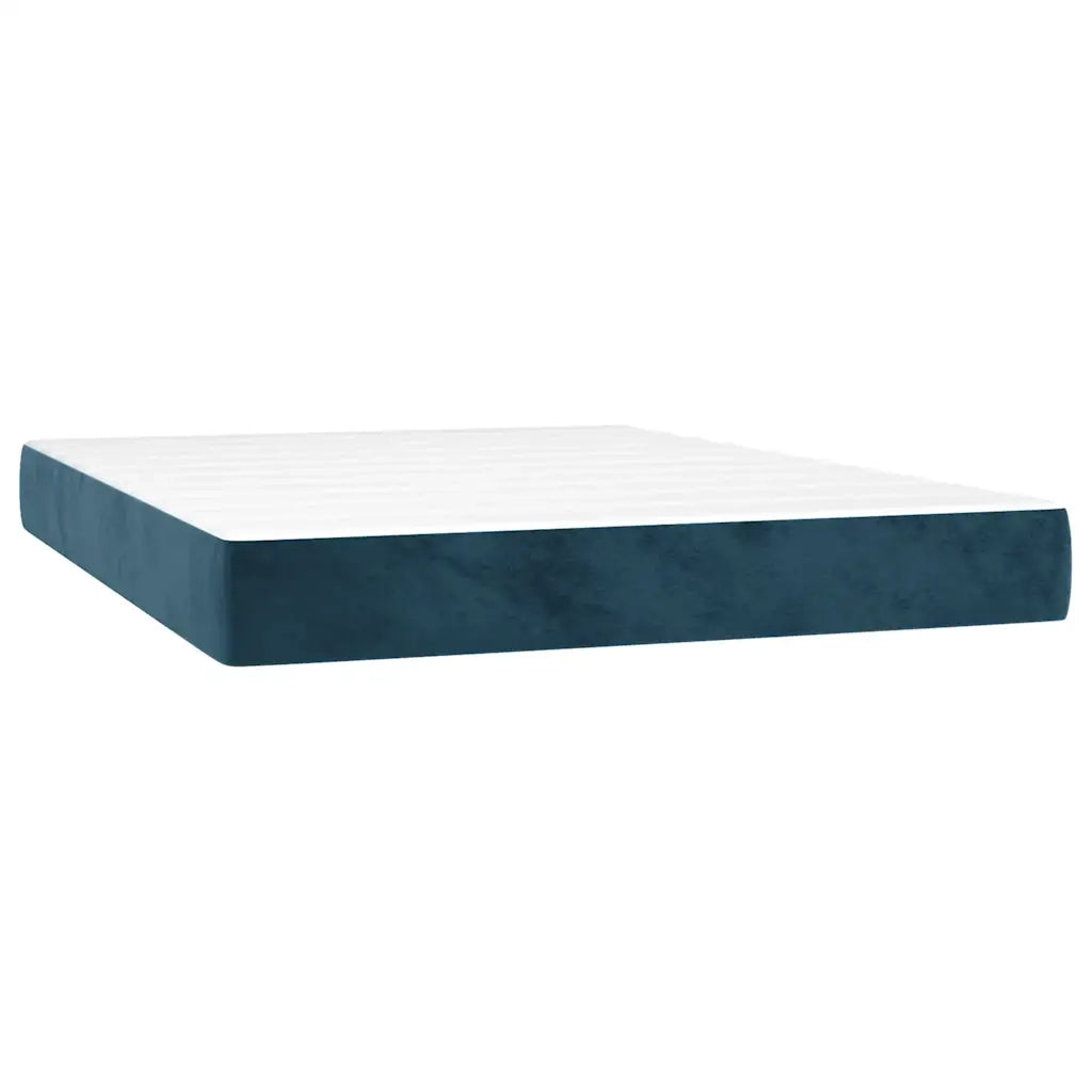 Letto a Molle con Materasso e LED Blu Scuro 140x200 cm 3134529