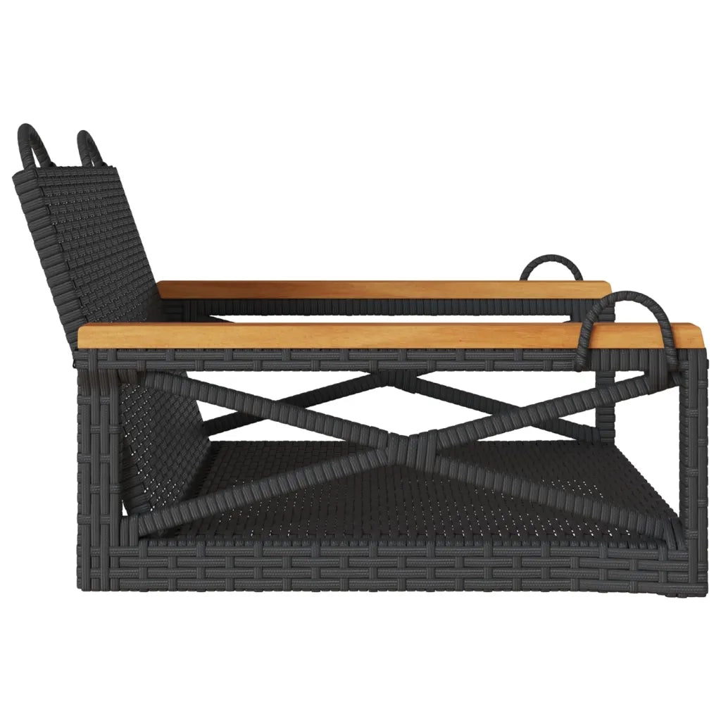 Panca da Giardino | Panchina a Dondolo Nera 63x62x40 cm in Polyrattan