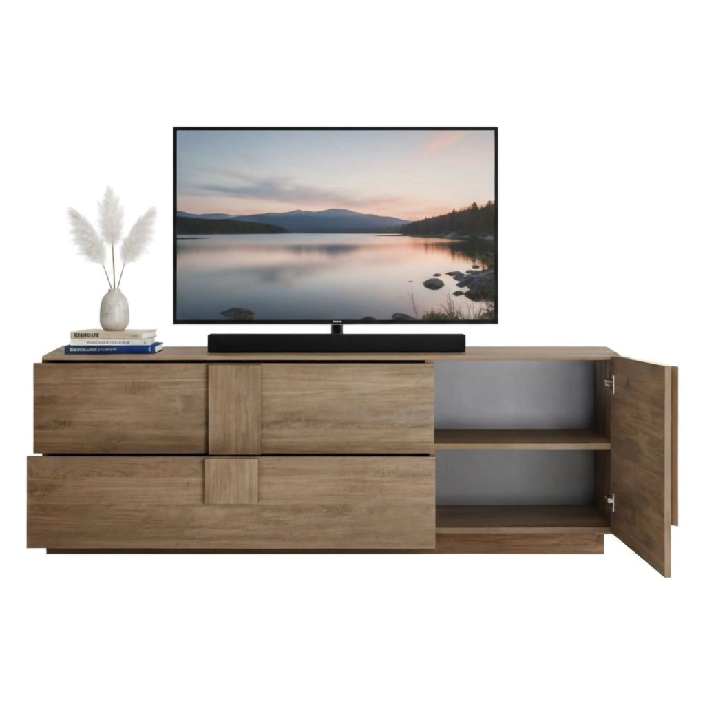 Silea, Mobile Porta tv un Ripiano, 182x44x63h cm Marrone Quercia