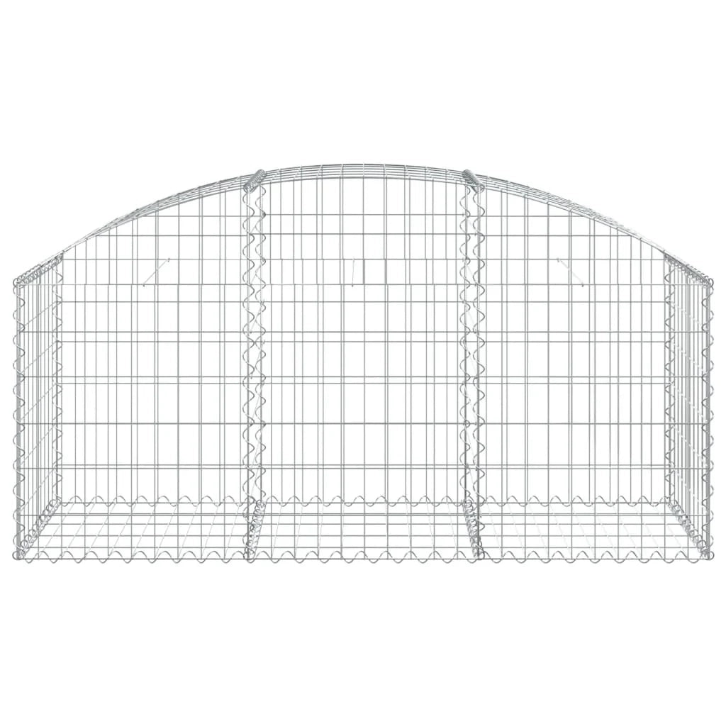 Cesto gabbione recinzione a gabbia muro di contenimento ad arco 150 x 50 x 60/80 cm ferro zincato argento 02_0039988