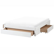 Letto con cassetti senza testiera in legno di gomma bianca 160 x 200 cm design moderno con contenitore