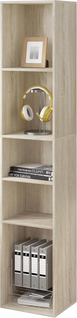 Libreria, Scaffale a 7 Livelli, 30x26x178,5 cm, Mobile Alto con Scomparti Aperti, per Ufficio/Salotto/Camera da Letto, Bianco, SK066ws