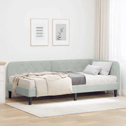 Cornice del letto ad angolo Grigio chiaro 100 x 200 cm Velluto