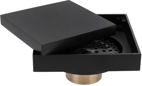 Sostegno per drenaggio Nero - Drenaggio per pavimento in rame - 10 x 10 cm - Filtro anticalcare - Sostenibile - Adatto per bagno/terrazza