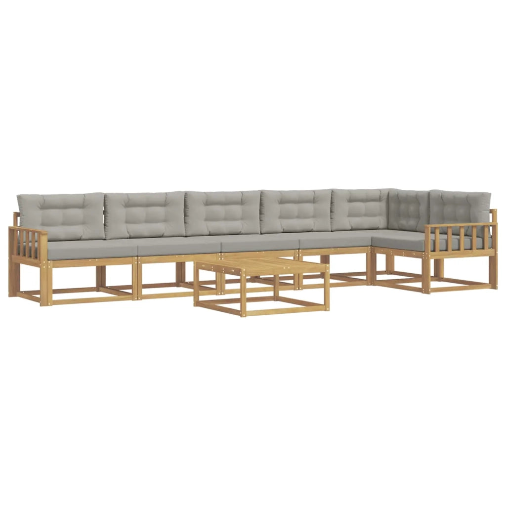 Set di divani da esterno 7 pcs Bianco e Grigio Chiaro