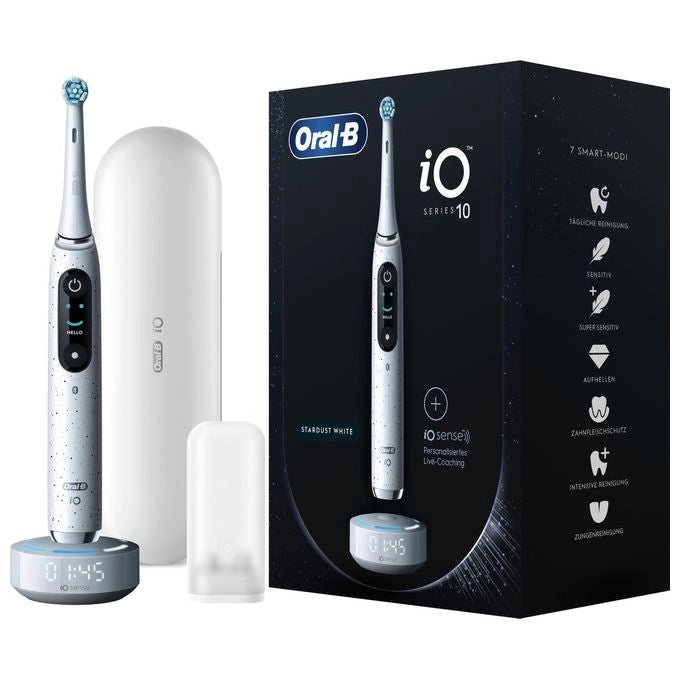 Oral-B 4210201435457 iO Series 10 Spazzolino elettrico con tecnologia iO 7 modalita' display OLED ricarica rapida custodia da viaggio inclusa colore Bianco