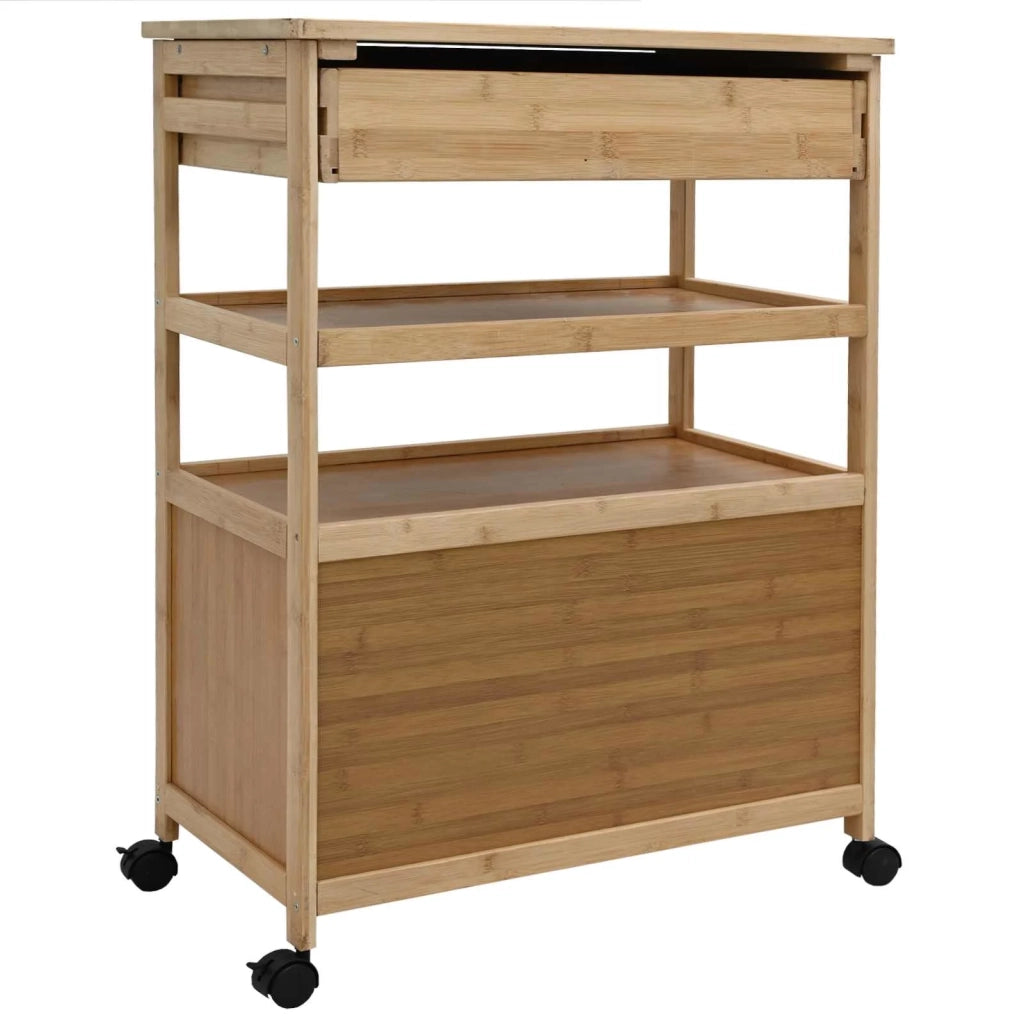 Carrello da Cucina con Ruote Naturale 59,5 x 36 x 82 cm Bambù