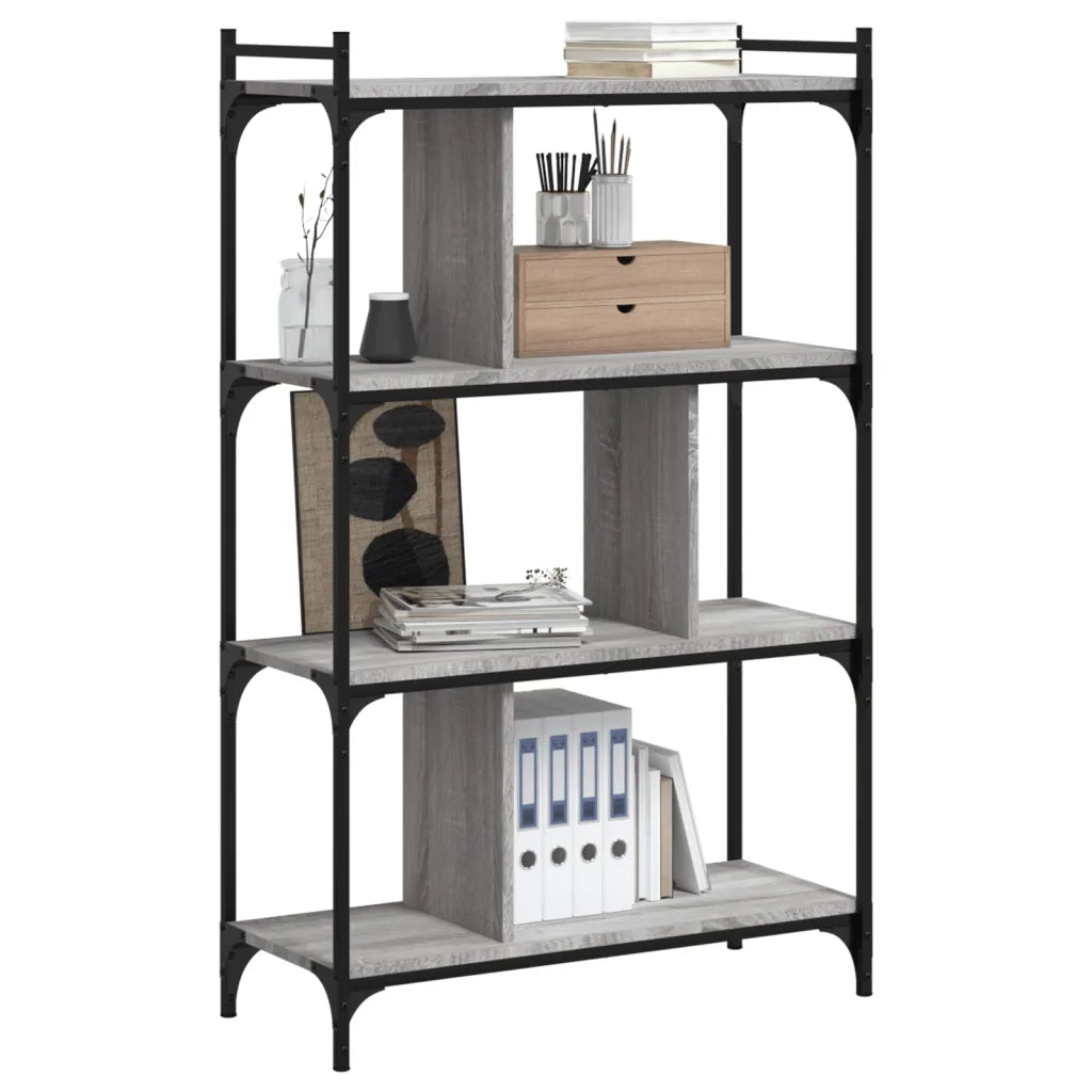 Libreria-Scaffale per Libri-Mobile di Stoccaggio Grigio Sonoma 4 Ripiani 76x32x123 cm Legno Multistrato
