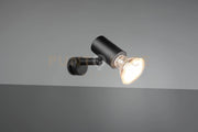 LORENZO H2O APPLIQUE SPOT ORIENTABILE NERO DA APPLICARE SU SPECCHIO IP44 CON INTERRUTTORE P. 10CM 1 LUCE ATTACCO GU10