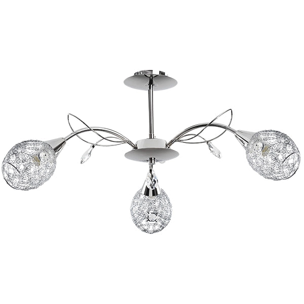 Plafoniera glamour MARLENA cromata con cristalli 3xE14 Alfa