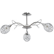 Plafoniera glamour MARLENA cromata con cristalli 3xE14 Alfa