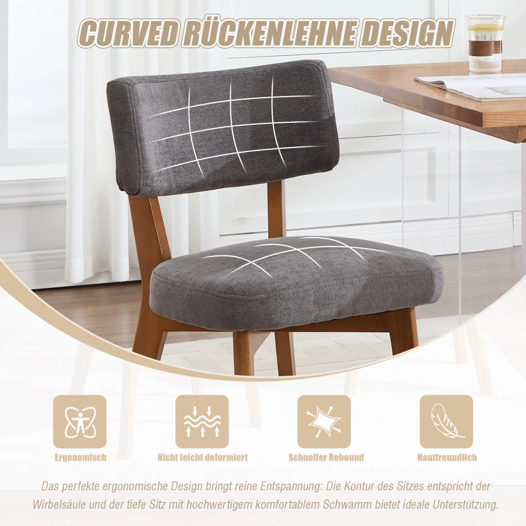 Sedia da pranzo - con seduta imbottita e schienale ergonomico - in legno - grigio