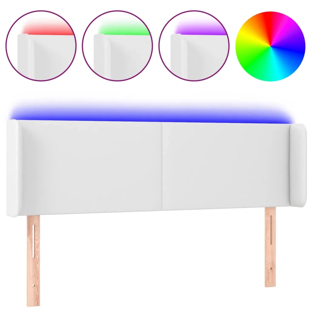 Testiera | Testata a LED Bianca 147x16x78/88 cm in Similpelle