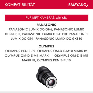 Obiettivo grandangolare per cinema e video MF 24mm T1,5 VDSLR MK2 MFT – luminosità T1,5 per MFT Mount, Lunghezza focale fissa, full-frame e APS-C, risoluzione 8K
