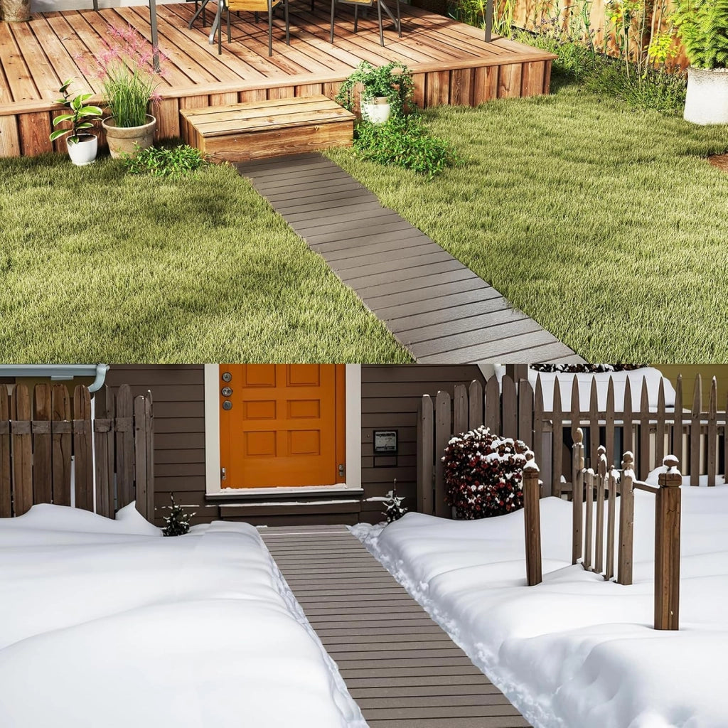 Passerella da Giardino Pieghevole 242 x 43 cm, Sentiero da Prato in HDPE con Cavi in Acciaio, Percorso da Prato Antiscivolo per Cortile e Spiaggia, Grigio