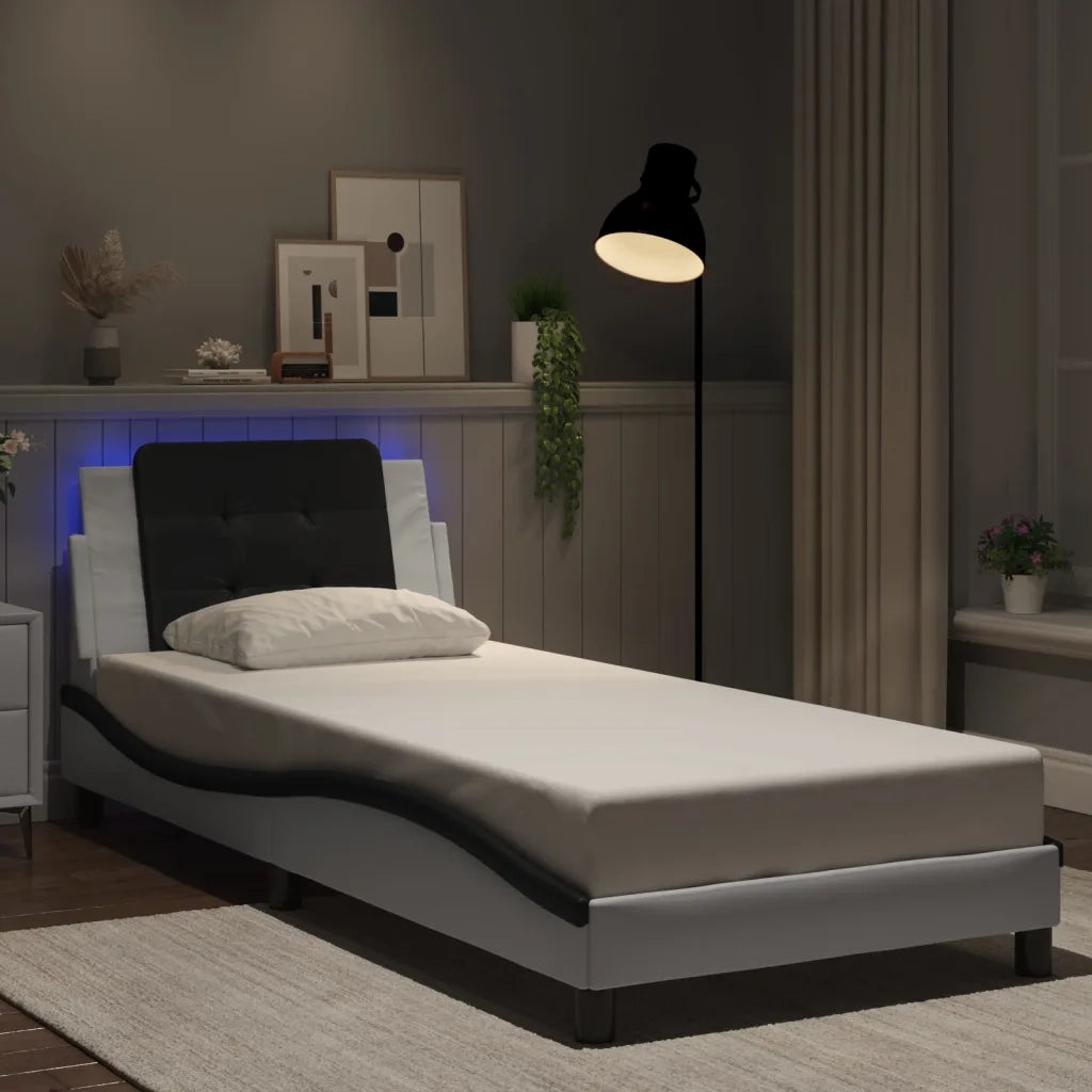 Giroletto con LED senza Materasso Zadar Bianco e Nero 90x190 cm 3214081