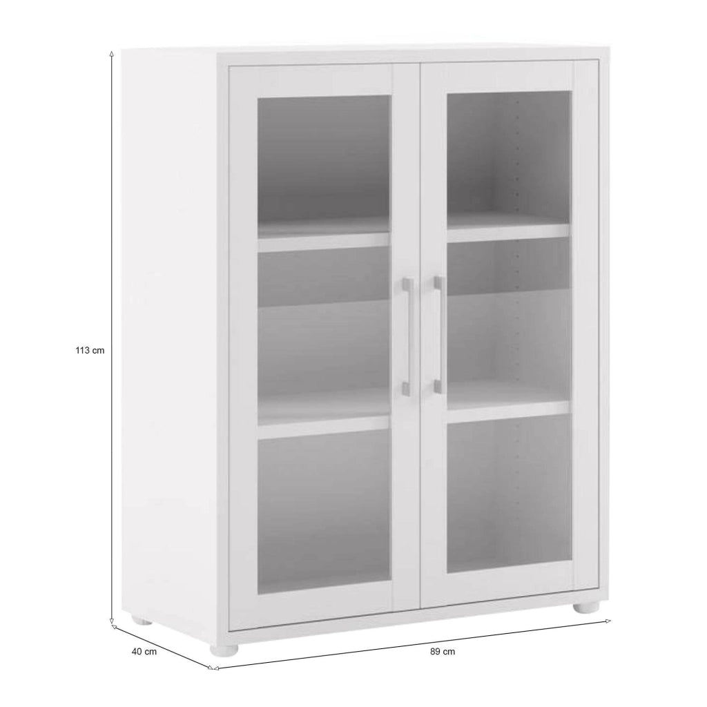Credenza Ampezzo, Buffet da soggiorno, Madia da salotto, Dispensa da cucina, 89x40 h113 cm, Bianco
