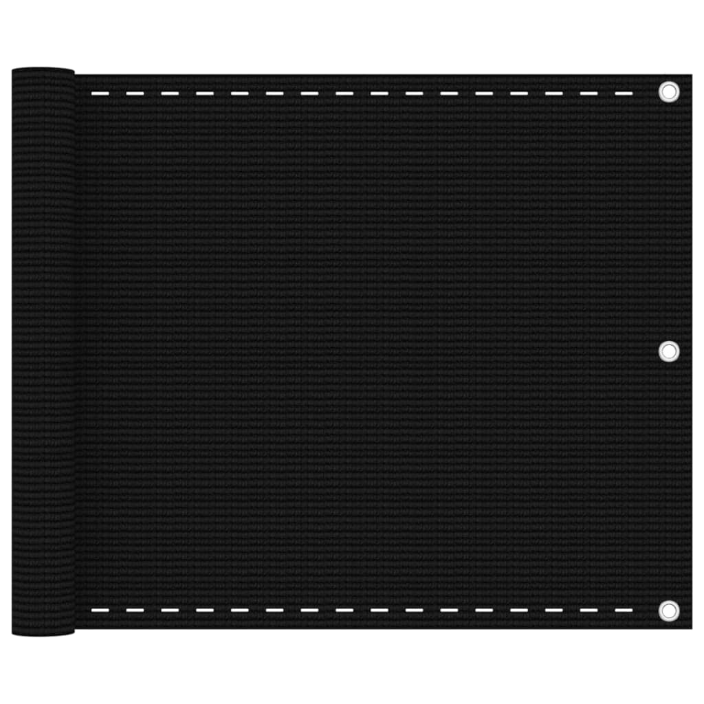 Paravento per balcone protezione privacy schermo privacy 75 x 600 cm HDPE nero 02_0010274