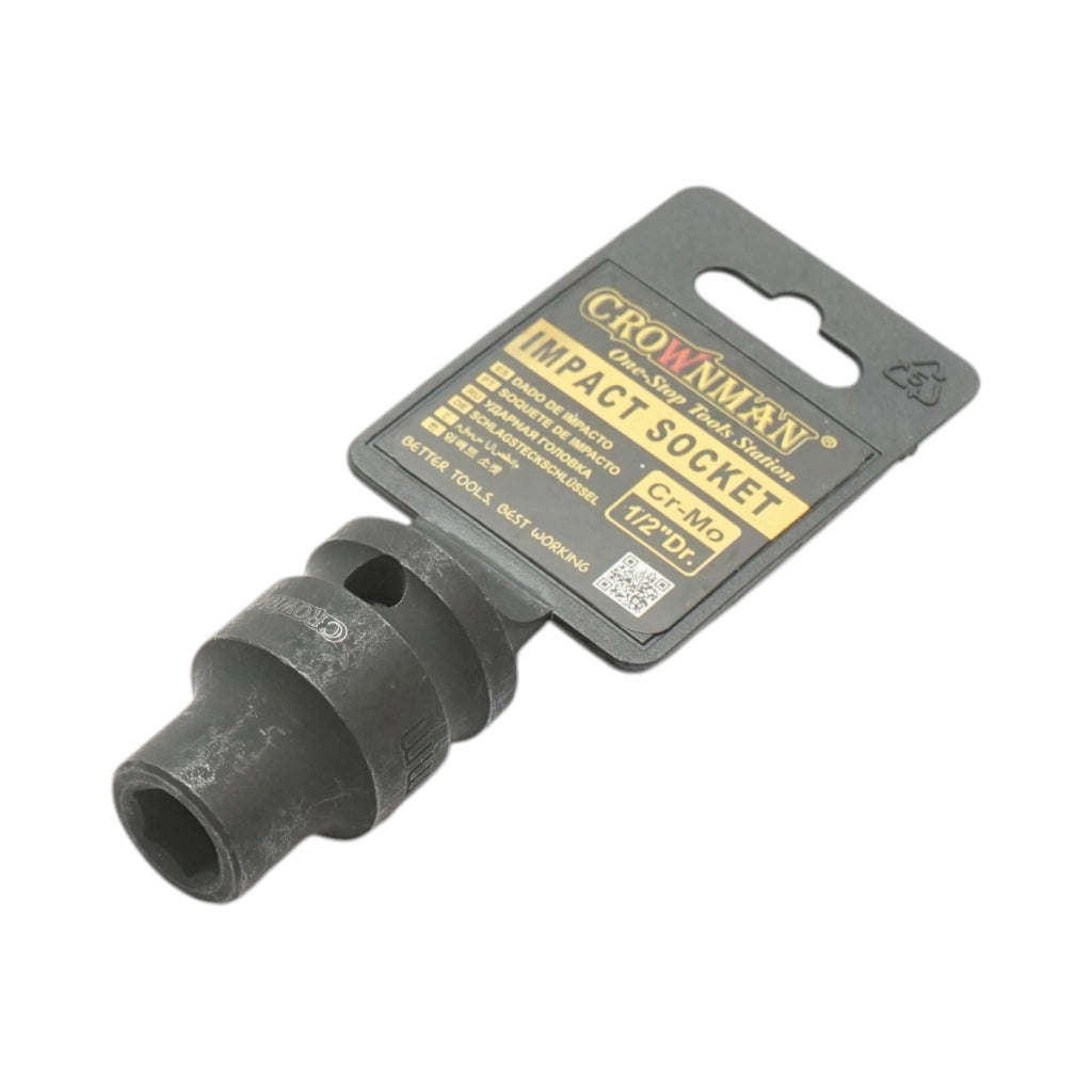 Chiave a bussola a impatto Crownman da 10 mm, attacco quadro da 1/2" in acciaio Cr-Mo