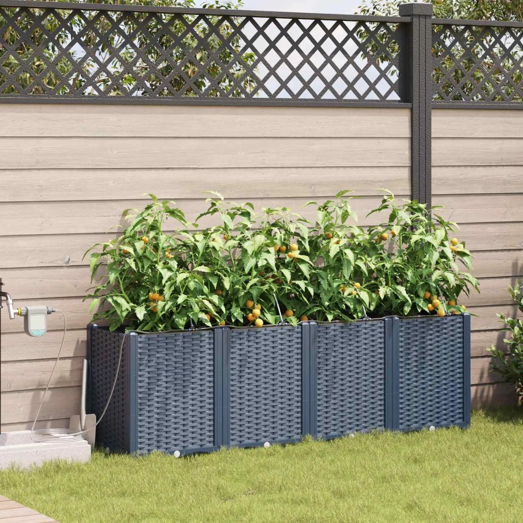 Vaso da giardino 4 pcs Grigio 160 x 40 x 52 cm Plastica 42002880