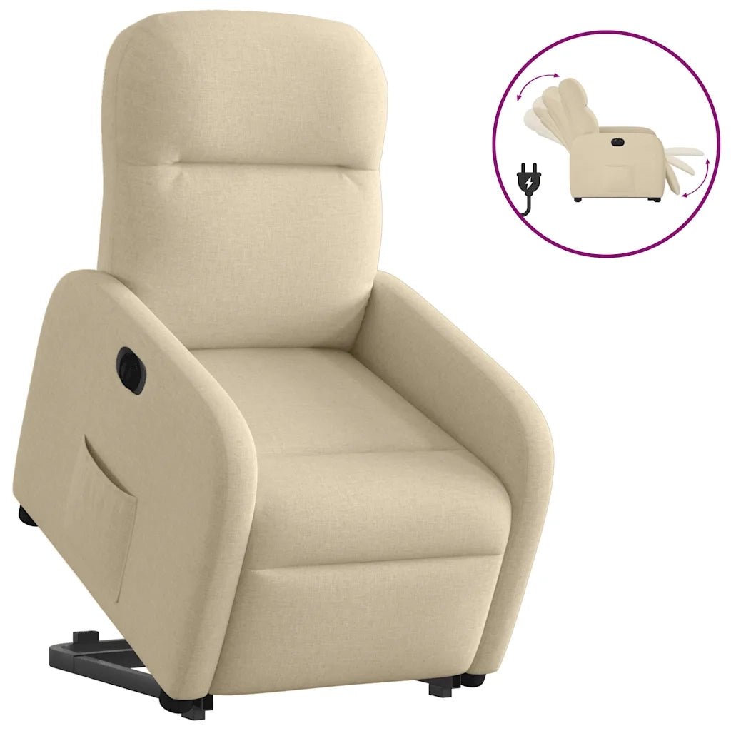vidaXL Poltrona Alzapersona Reclinabile Elettrica Crema in Tessuto