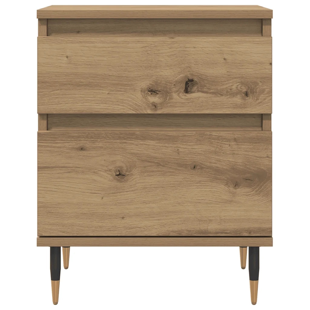 Set di 2 Comodini | Armadio da Notte | Mobiletto da notte Rovere Artigianale 40x35x50 cm Legno Multistrato