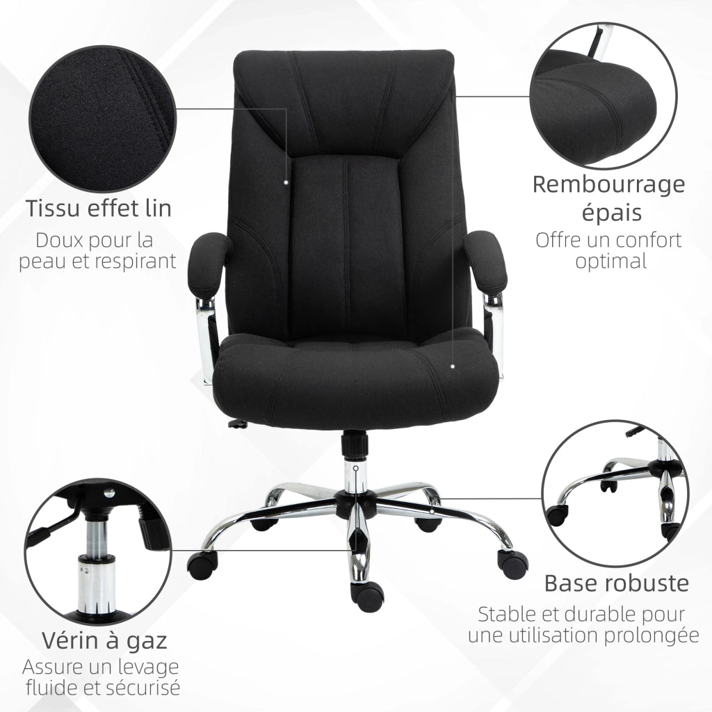 Sedia da ufficio ergonomica ¨C zephmum ¨C nero, altezza regolabile, schienale alto, 65x78x118 cm