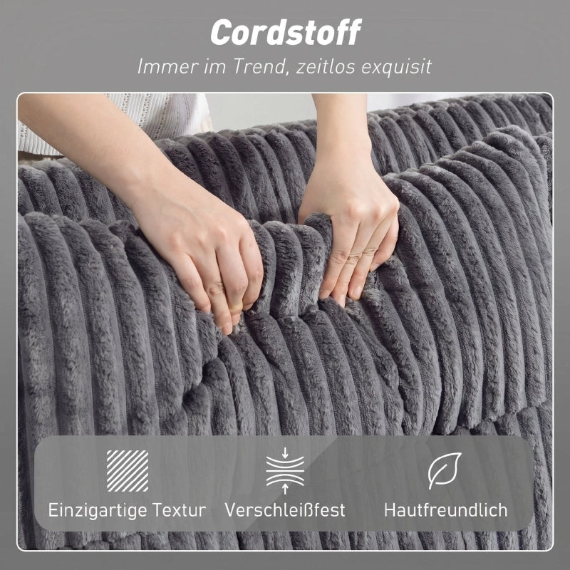 Divano letto 2 posti convertibile 3 in 1 con schienale regolabile, cuscini e tasche laterali in poliestere grigio scuro 190 × 126 cm