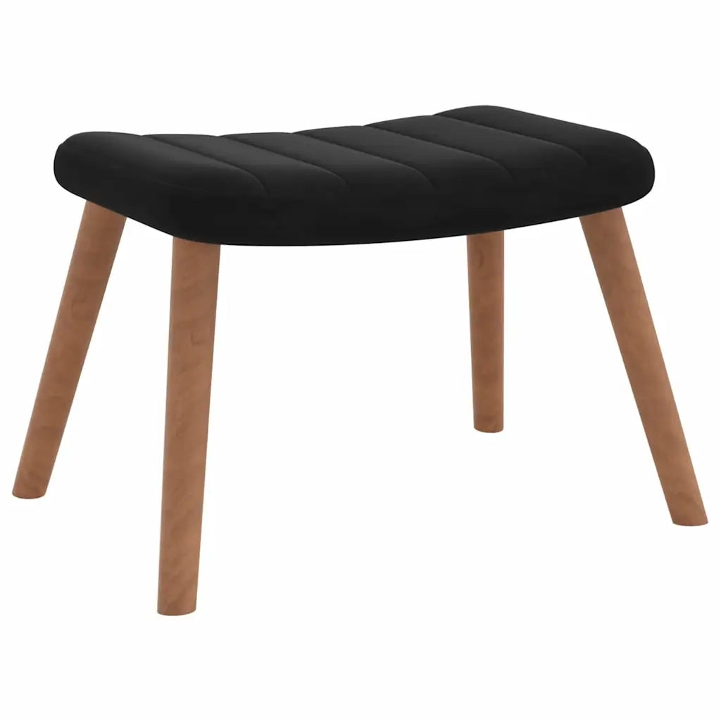 Divano Sedia-Poltrona Relax con Poggiapiedi Nero in Velluto 353702