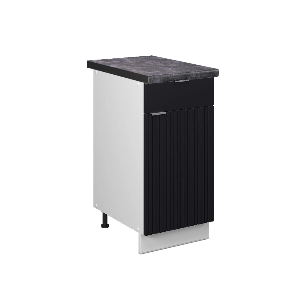 Mobiletto base per cucina Fame-Line Nero rigato/Bianco 40 cm, PL Antracite Vicco