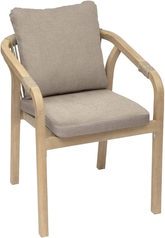 Ottomana Acacia con Braccioli Grande con Schienale in Taupe e Materiale Naturale - HES23-165345