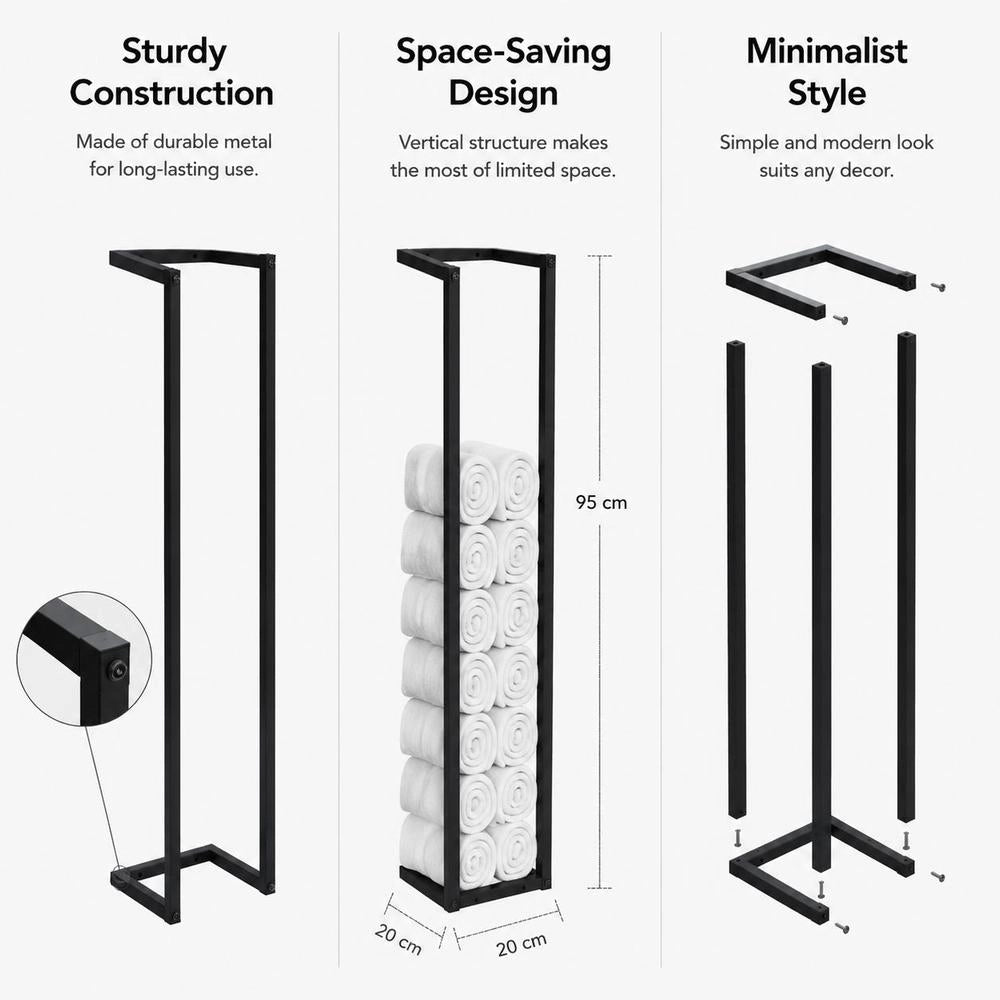 Towel Rack Black 25x20x95 Cm Iron