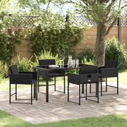 Set da Pranzo per Giardino da 5 Pezzi con Cuscini Nero Rattan PE