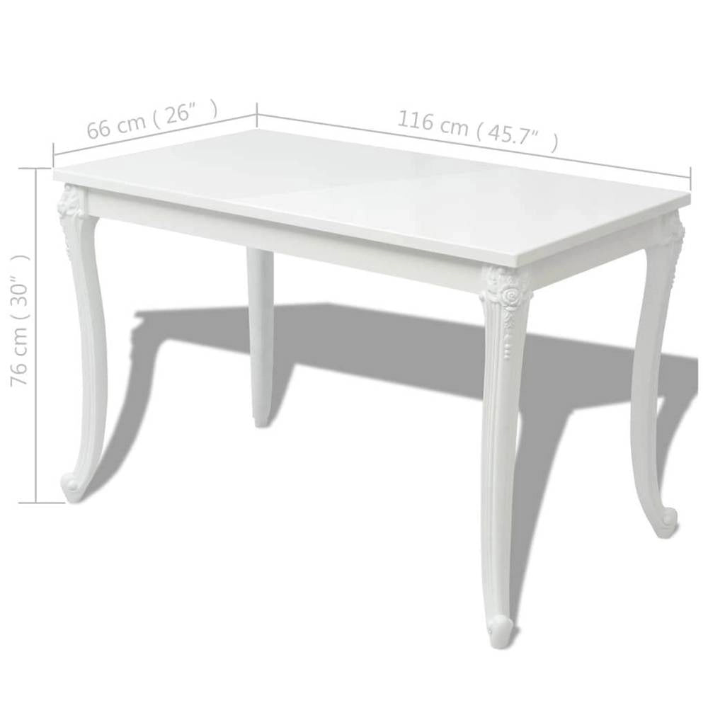 Dining Table 116 X 66 X 76 Cm, High-gloss White