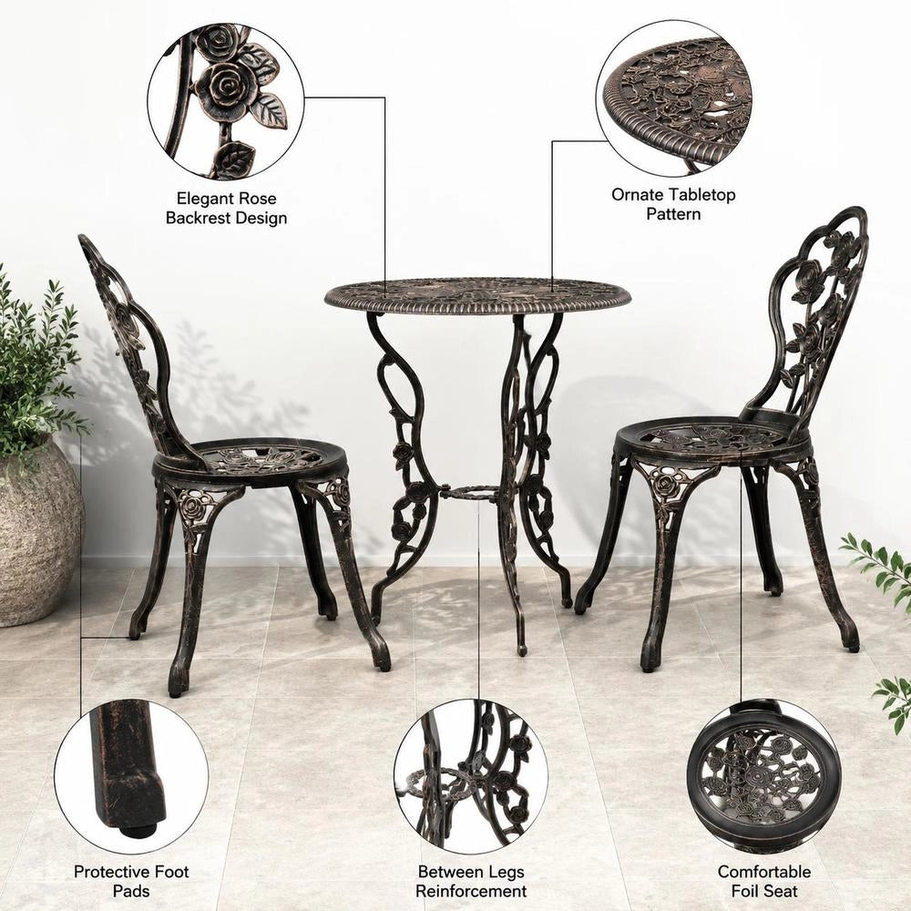 3-piece Bistro Set, Cast Aluminum