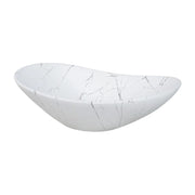 Lavabo da appoggio ovale 61,5x36 cm bianco effetto marmo in ceramica opaca