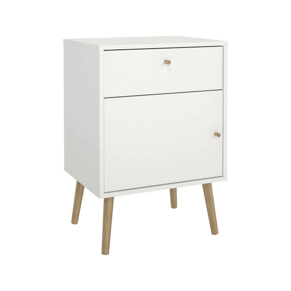 Comodino Antenati, Comò basso, Tavolino da notte, Mensola da letto, 50x39 h72 cm, Bianco