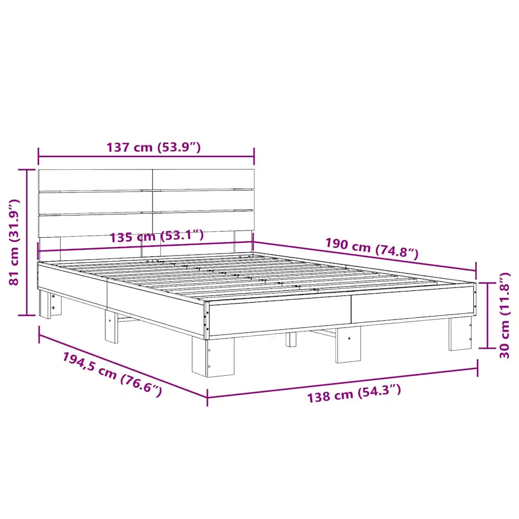 Giroletto Rovere Fumo 135x190 cm in Legno Multistrato Metallo