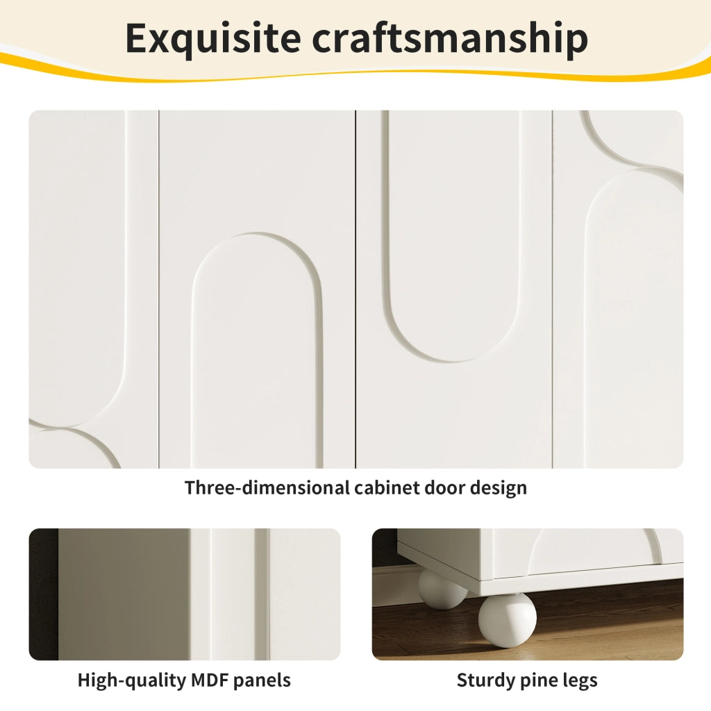 Credenza con ripiani regolabili e anti-ribaltamento in MDF e metallo bianca per soggiorno e sala da pranzo 120 × 35 × 71 cm