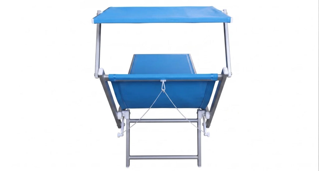 Coppia Lettino Prendisole Pieghevole Blu Sdraio Alluminio con Parasole Mare Giardino Piscina Tessuto Traspirante