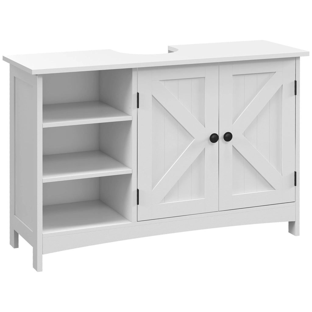 Mobiletto Sottolavabo con 2 Ante e Ripiani Regolabili Antivento ¨C zephmum ¨C Bianco 90x30x60 cm