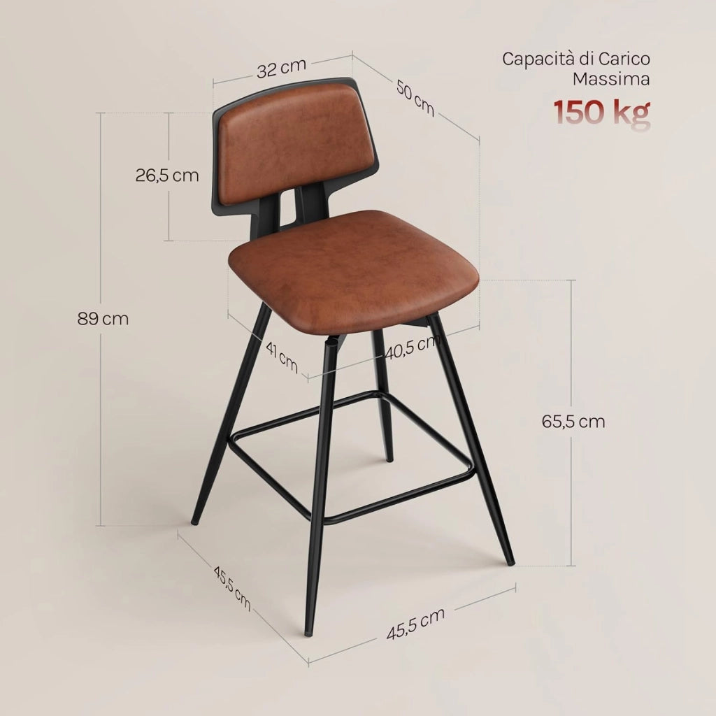 Sgabelli Cucina Set di 2, Sgabelli Bar Girevoli a 360°, con Schienale e Poggiapiedi, in Velluto di Latte, per Cucina, Bar, Soggiorno, Grigio Scuro