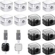 12 kavel di adesivi per cavi - organizzatore di cavi magnetico - clip di cavi magnetici - holder per cavo di ricarica per scrivania - gestione dei cavi per casa, ufficio e auto (bianco e nero)