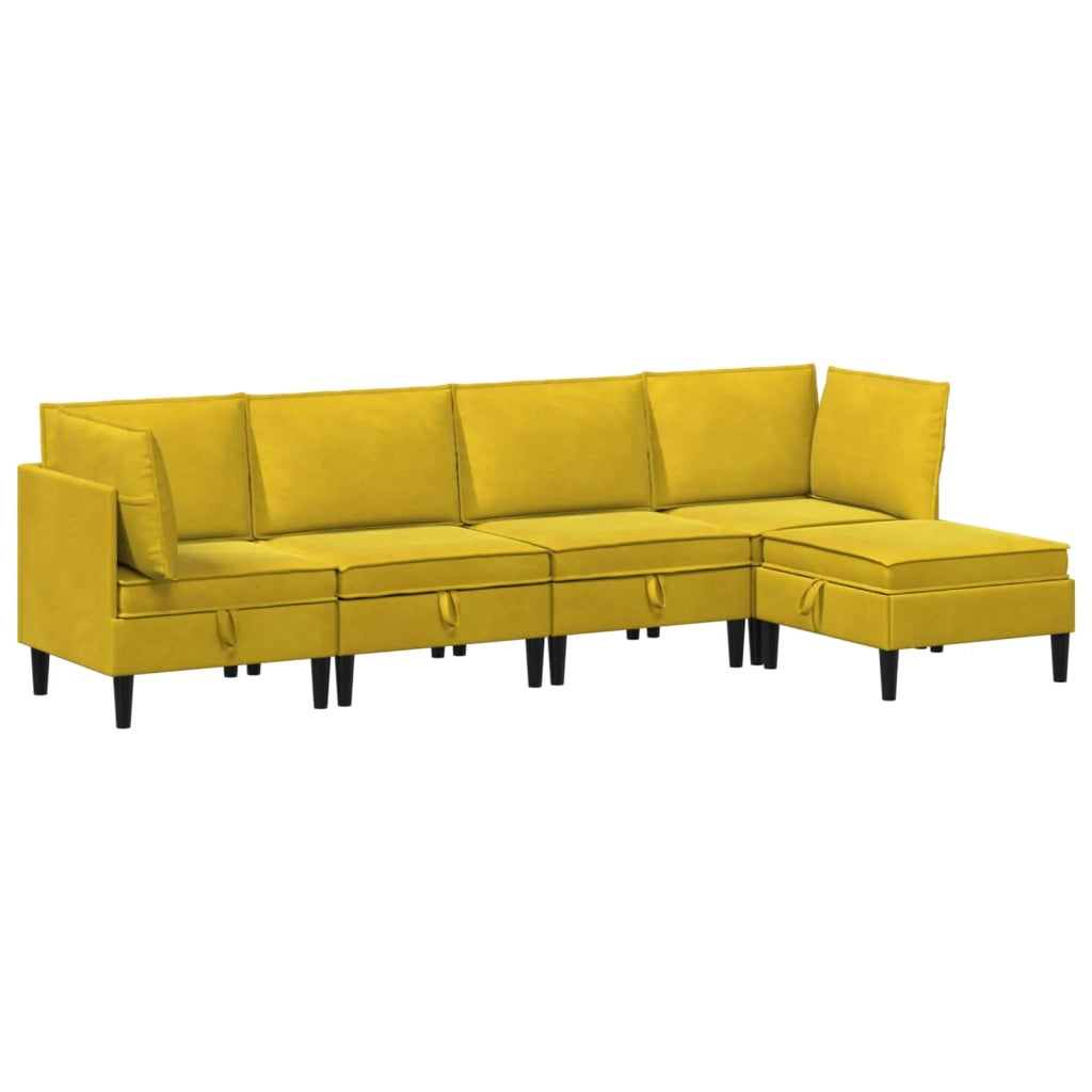 Set di mobili per il soggiorno con cuscino 5 pcs Giallo Velluto