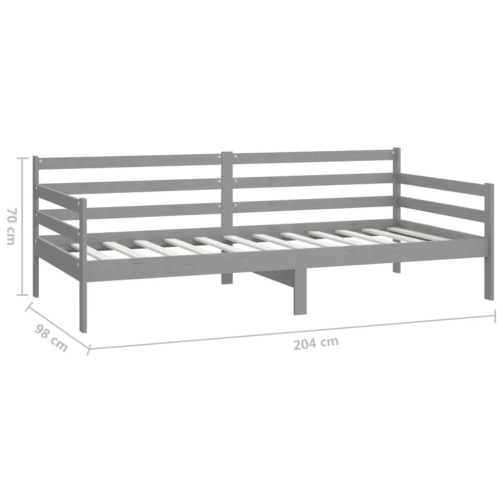 Divano Letto con Materasso 90x200 cm Grigio in Legno di Pino 3083596