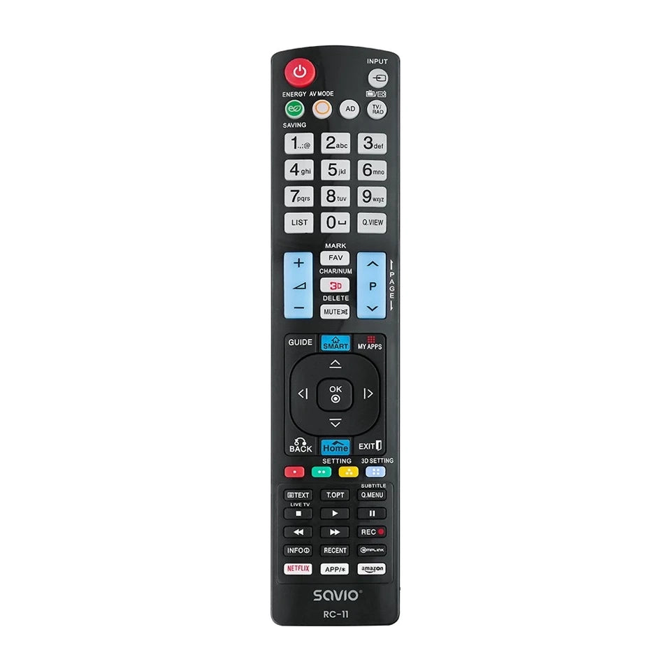 Savio RC-11 telecomando wireless a raggi infrarossi per TV con pulsanti premuti