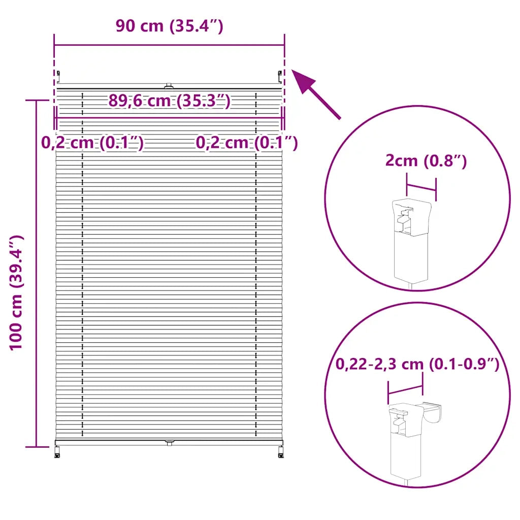 Tenda plissè 90x100cm bianca 240605